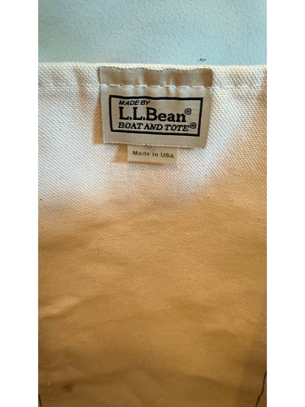 L.L.Bean Boat And Tote Canvas Bag Beige & Green Starfish Embroidery Made In USA - Picture 11 of 15